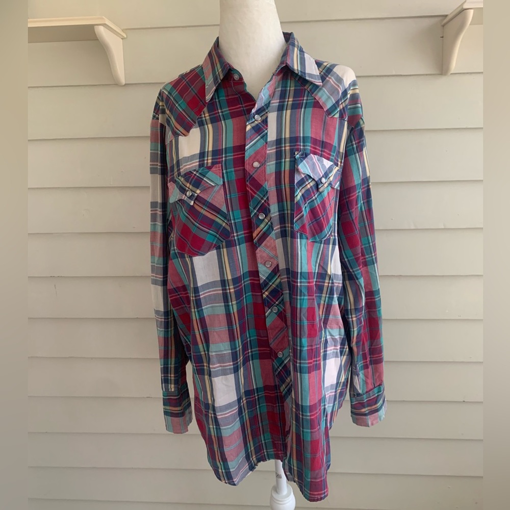 Youngbloods Authentic Western Plaid Pearl Snap Shirt